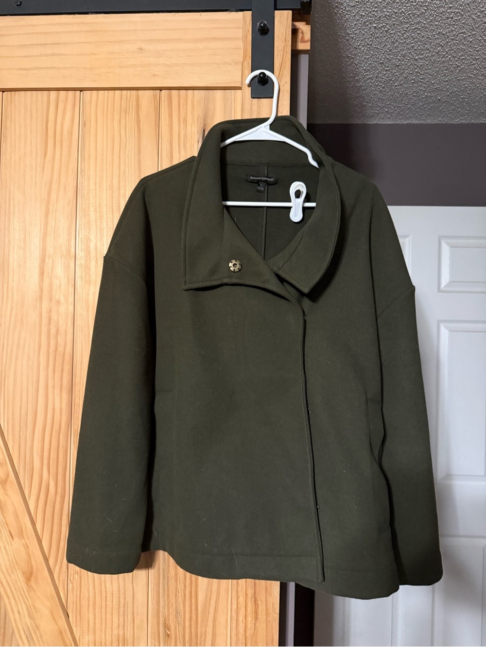 Banana Republic Olive Green Wool-Blend Short Coat